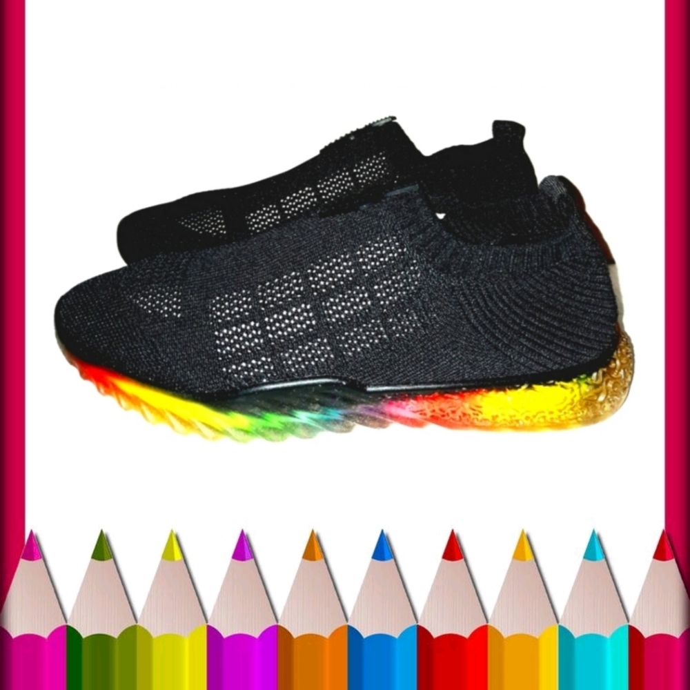 Women's Black Sneakers, with Multi-colored Soles - Size 9